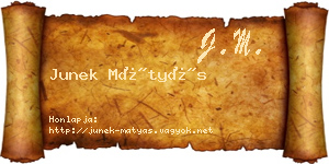 Junek Mátyás névjegykártya